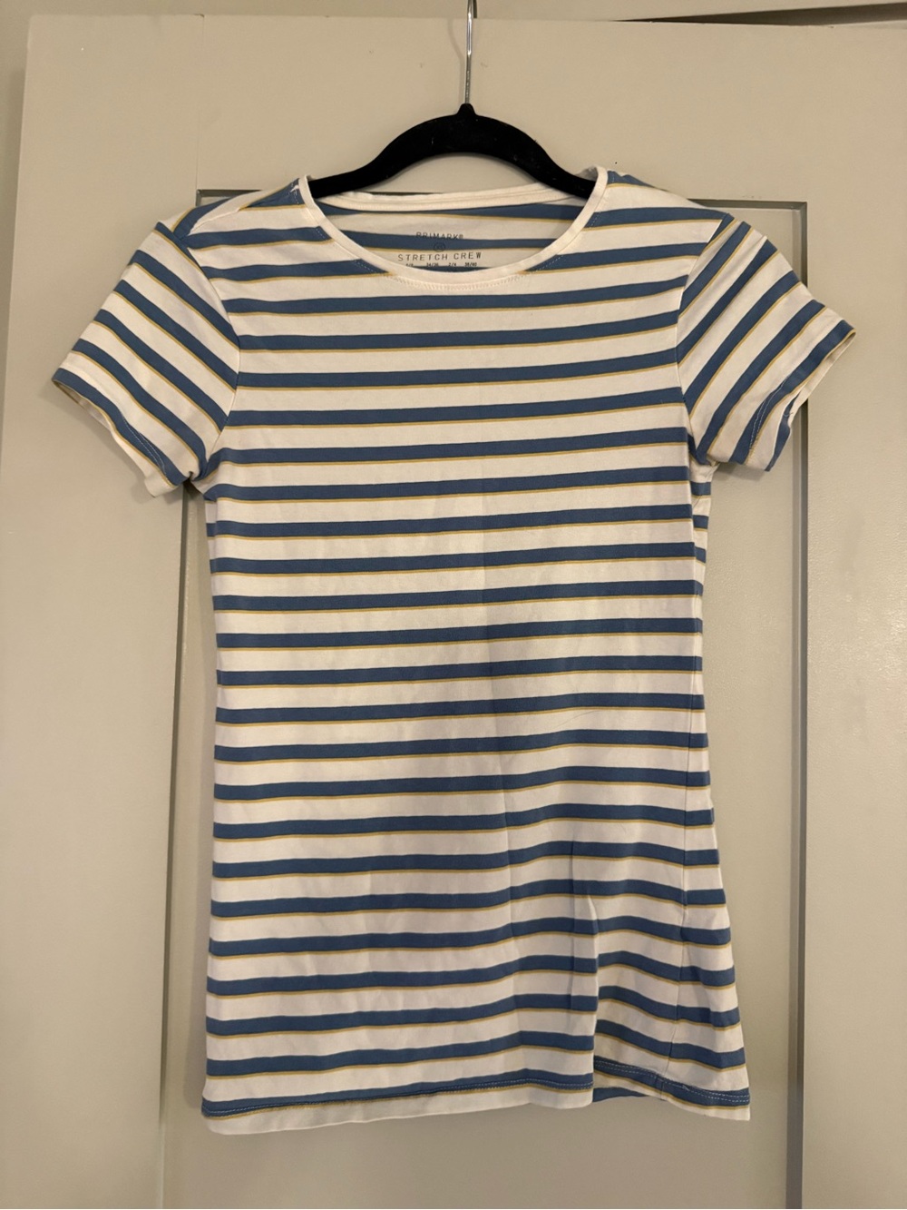 Primark White and Blue Striped Short-Sleeve Tee